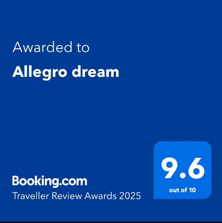 Certifikát, hodnocení, plakát nebo jiný dokument vystavený v ubytování Allegro dream
