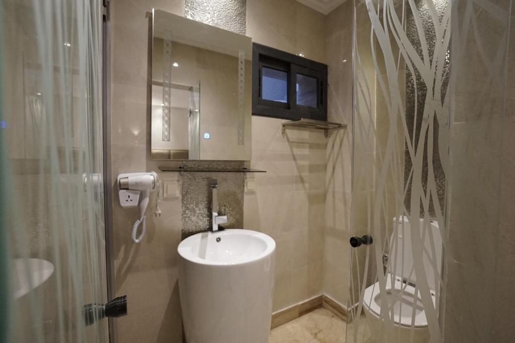 Koupelna v ubytování Hotel nord kap
