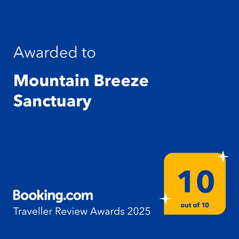 Certifikát, hodnocení, plakát nebo jiný dokument vystavený v ubytování Mountain Breeze Sanctuary