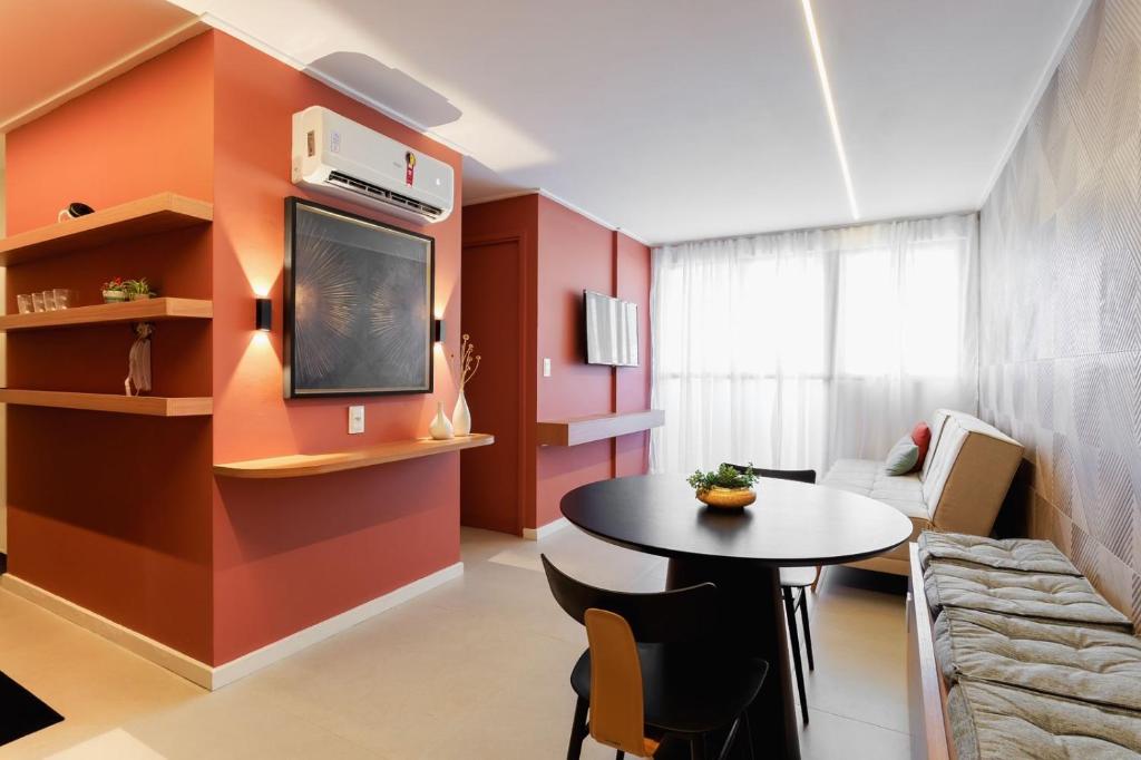 TV a/nebo společenská místnost v ubytování Flat beira-mar, novo!