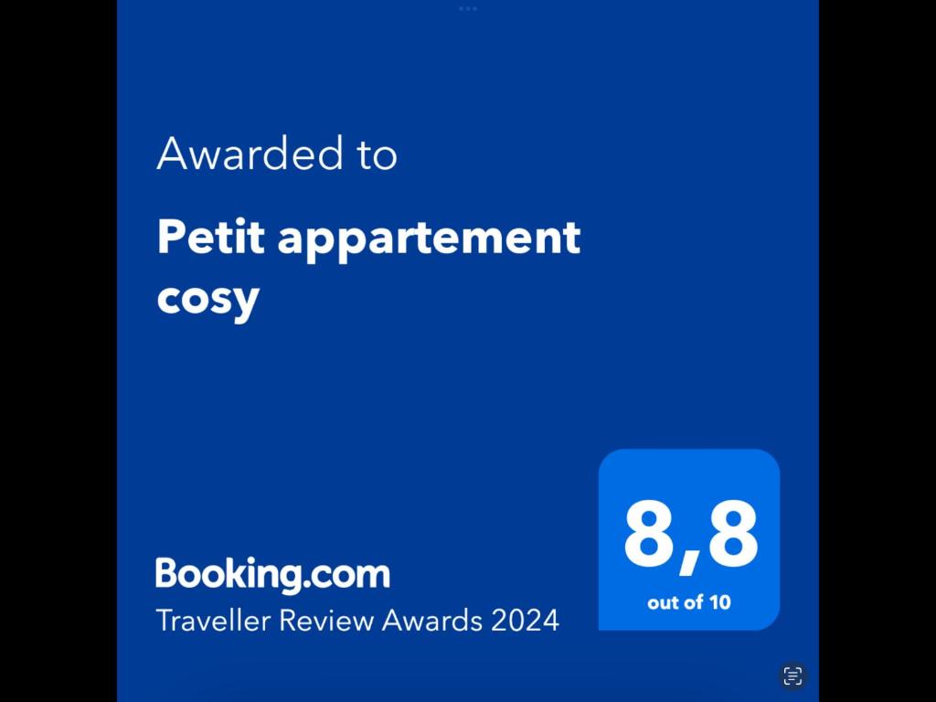 Certifikát, ocenenie alebo iný dokument vystavený v ubytovaní Petit appartement cosy