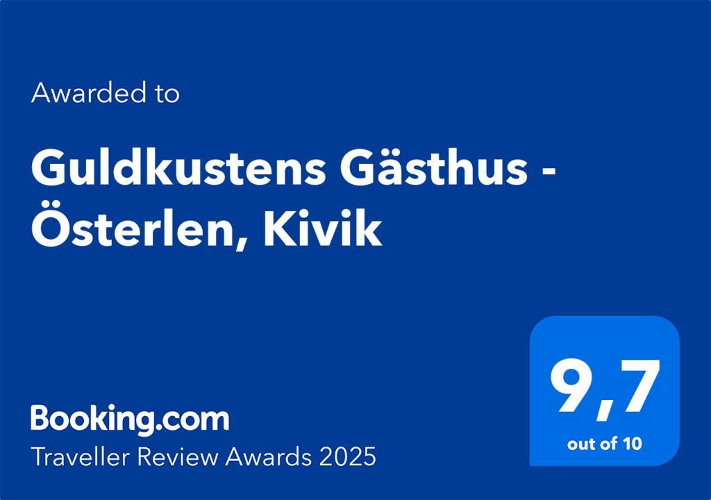 Certifikát, hodnocení, plakát nebo jiný dokument vystavený v ubytování Guldkustens Gästhus - Österlen, Kivik
