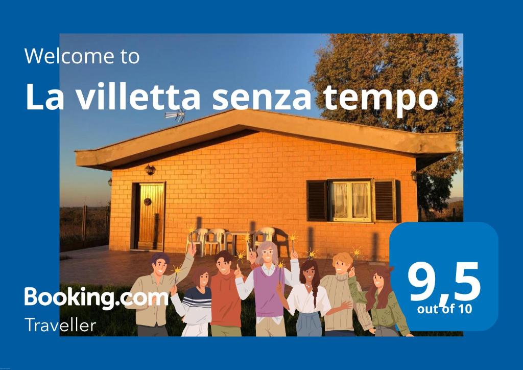 a picture of a family in front of a house at La villetta senza tempo in Aprilia