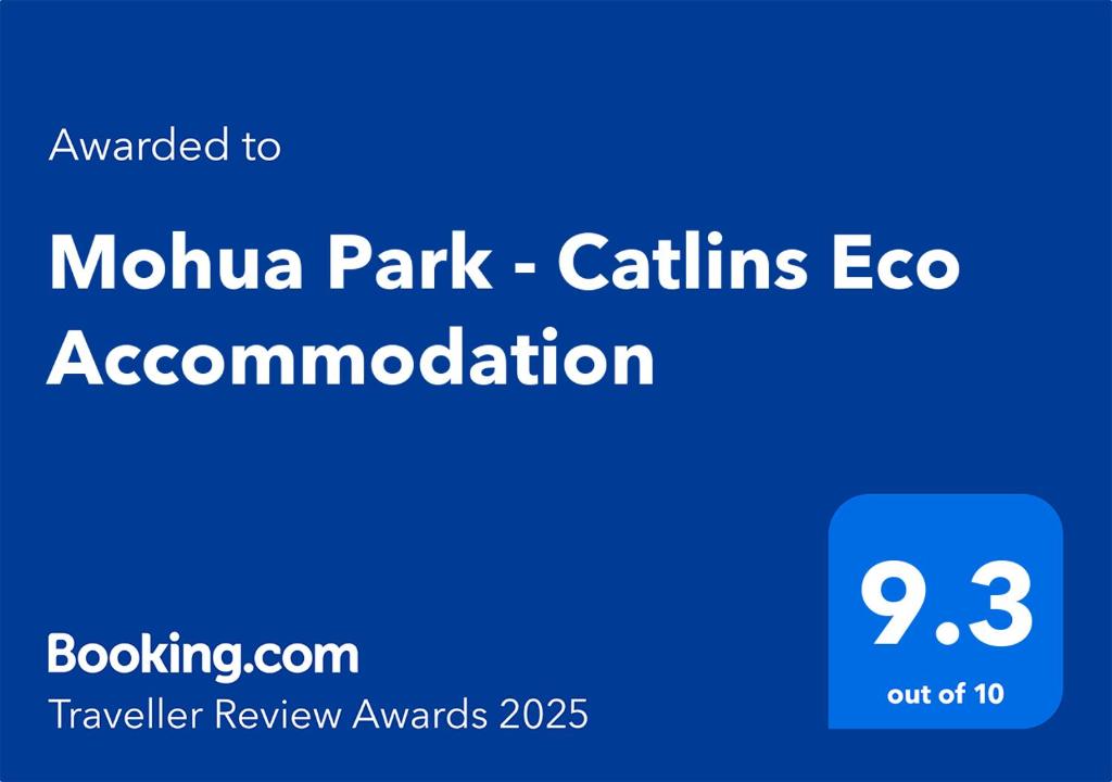 Certifikát, hodnocení, plakát nebo jiný dokument vystavený v ubytování Mohua Park - Catlins Eco Accommodation