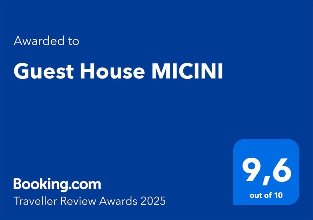 Certifikát, hodnocení, plakát nebo jiný dokument vystavený v ubytování Guest House MICINI