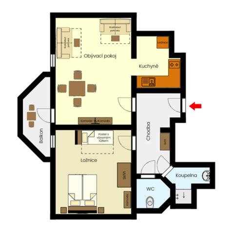 Půdorys ubytování Apartmany215