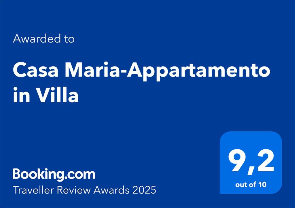 Certifikát, hodnocení, plakát nebo jiný dokument vystavený v ubytování Casa Maria-Appartamento in Villa