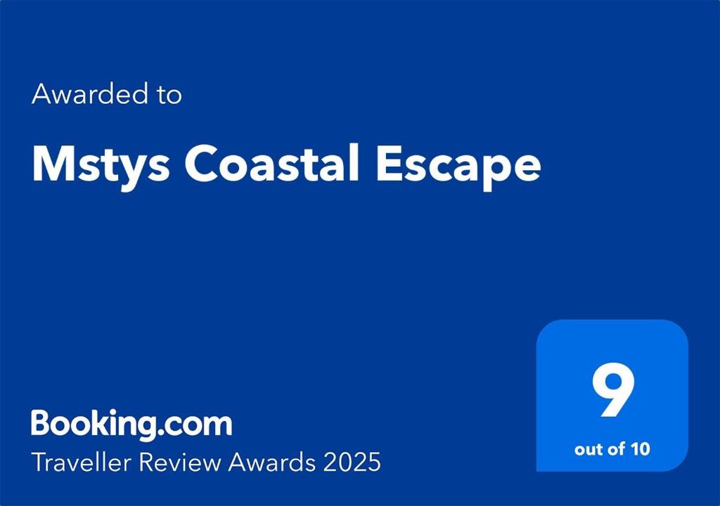 Certifikát, hodnocení, plakát nebo jiný dokument vystavený v ubytování Mstys Coastal Escape