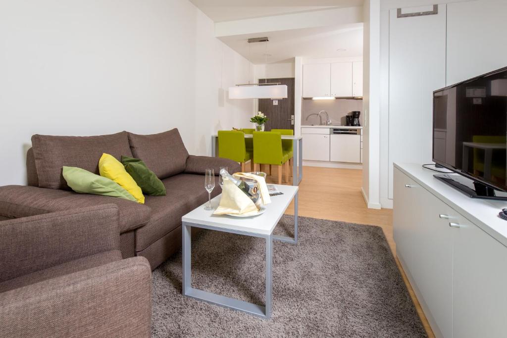 Kuchyň nebo kuchyňský kout v ubytování Carat Apartments Grömitz