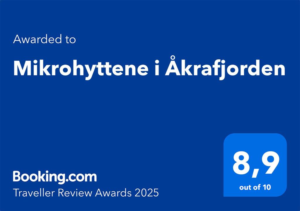 Certifikát, hodnocení, plakát nebo jiný dokument vystavený v ubytování Mikrohyttene i Åkrafjorden