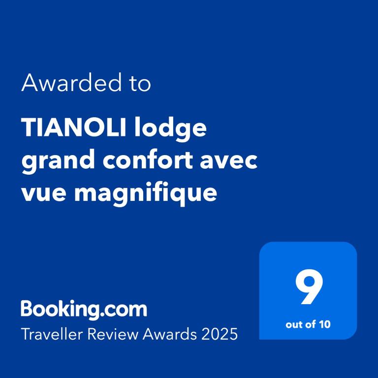 Certifikát, hodnocení, plakát nebo jiný dokument vystavený v ubytování TIANOLI lodge grand confort avec vue magnifique