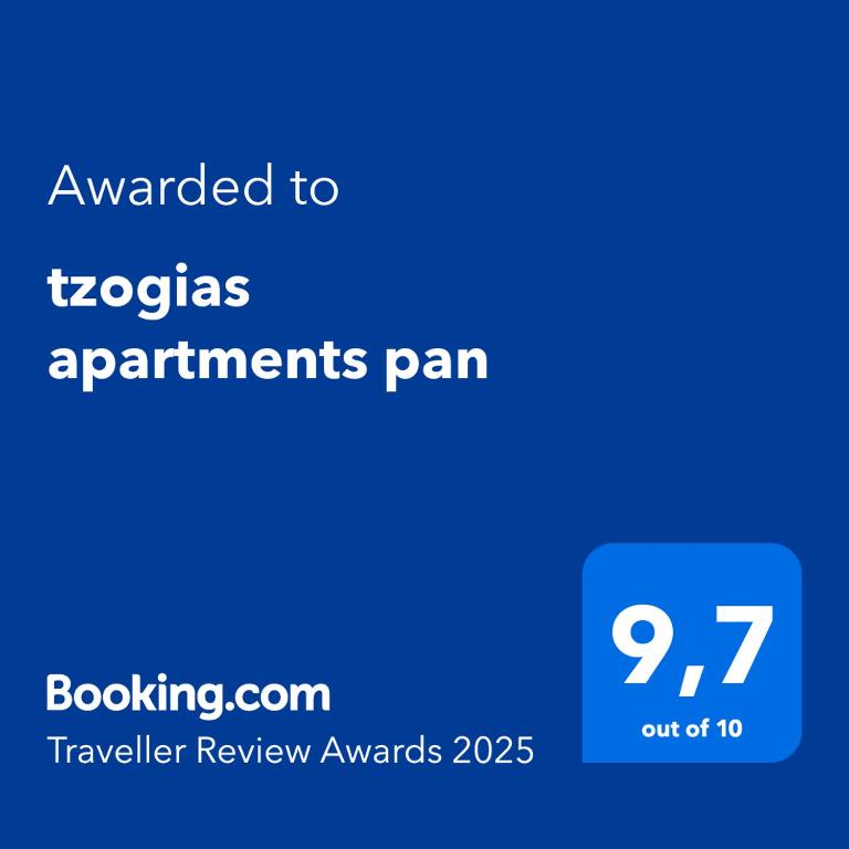 Certifikát, hodnocení, plakát nebo jiný dokument vystavený v ubytování tzogias apartments pan