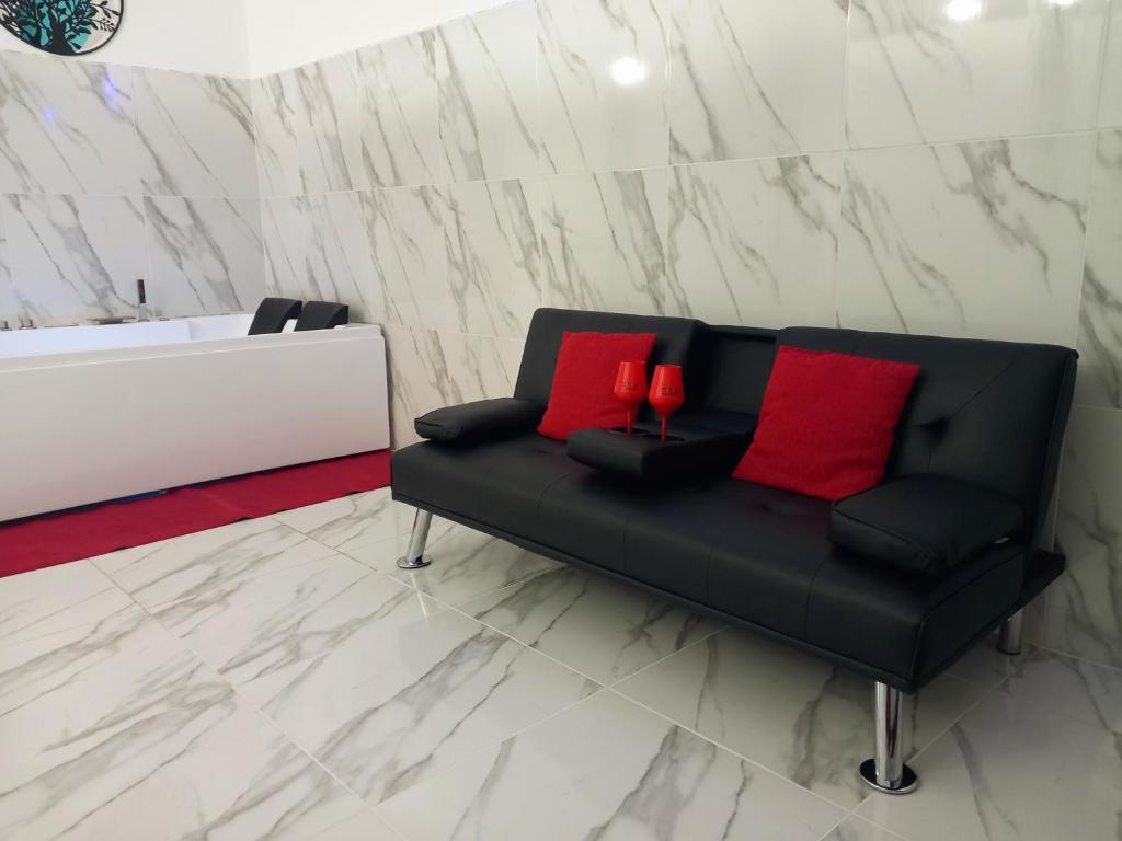 Posezení v ubytování Jacuzzi Suite King