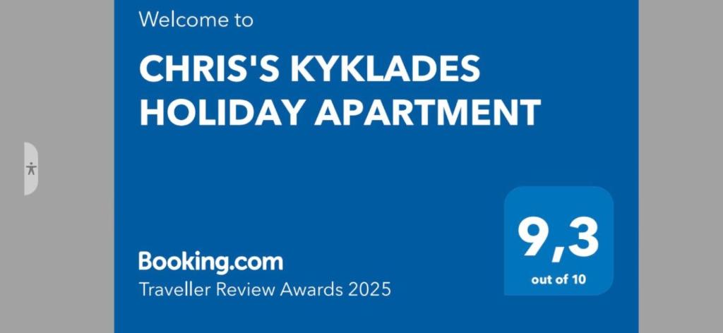Certifikát, hodnocení, plakát nebo jiný dokument vystavený v ubytování CHRIS'S KYKLADES HOLIDAY APARTMENT