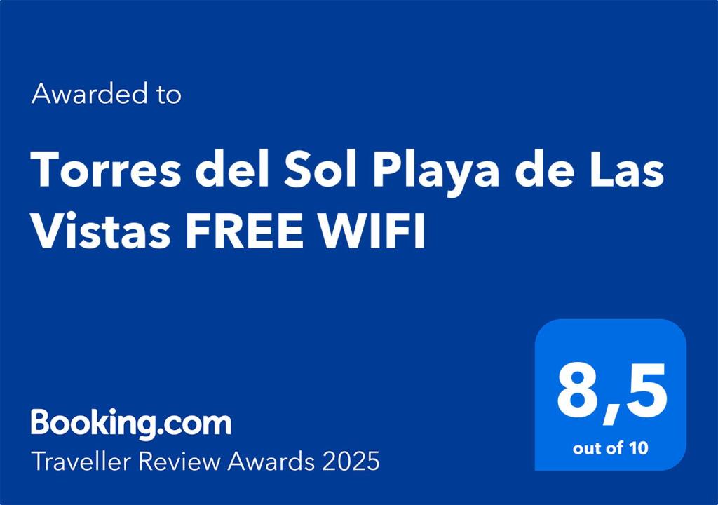 a blue screen with the words teles del soil playa de la v at Torres del Sol Playa de Las Vistas FREE WIFI in Playa de las Americas