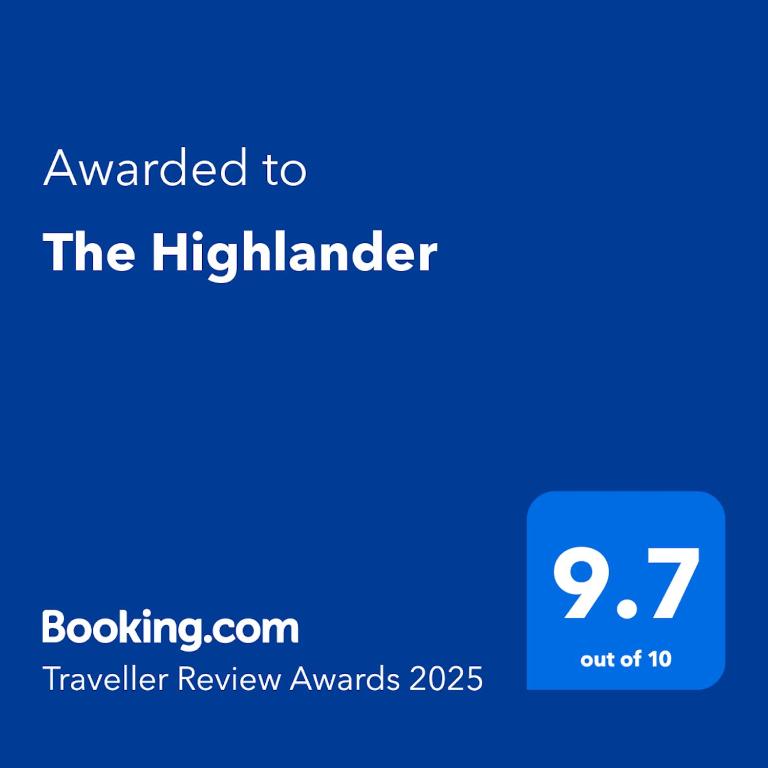 Certifikát, hodnocení, plakát nebo jiný dokument vystavený v ubytování The Highlander