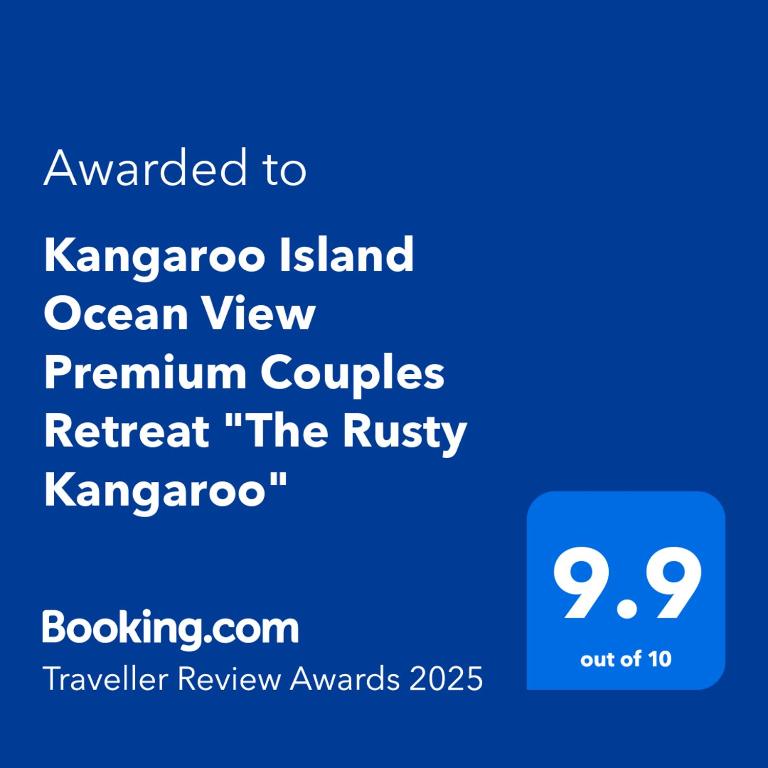 Certifikát, hodnocení, plakát nebo jiný dokument vystavený v ubytování Kangaroo Island Ocean View Premium Couples Retreat "The Rusty Kangaroo"
