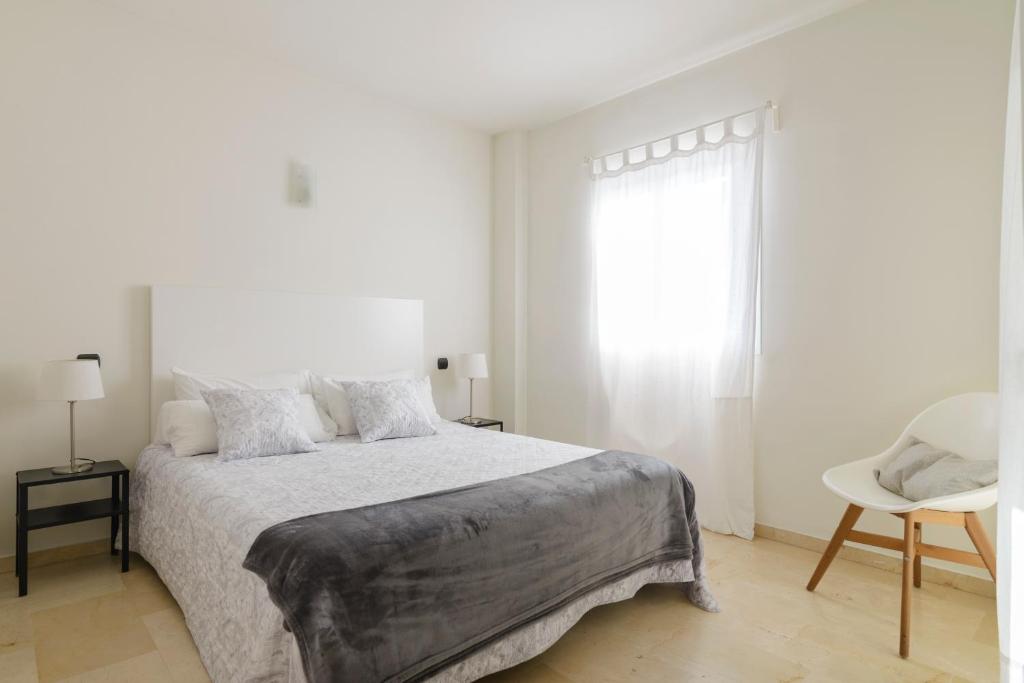 Posteľ alebo postele v izbe v ubytovaní Espectacular casa en la playa