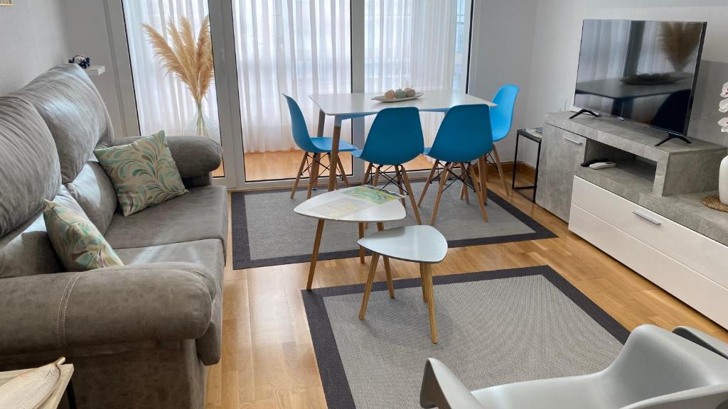 Μια τηλεόραση ή/και κέντρο ψυχαγωγίας στο Apartamento Ainaran Confortable apartamento en el centro de Orense