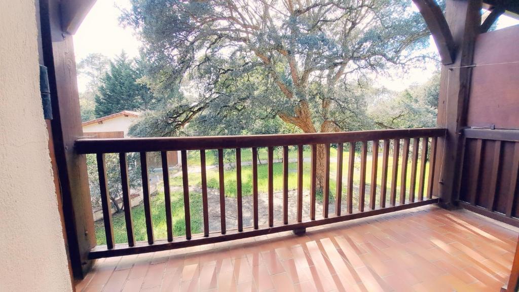un balcon avec vue sur un arbre dans l'établissement COLIBRI, à Lit-et-Mixe