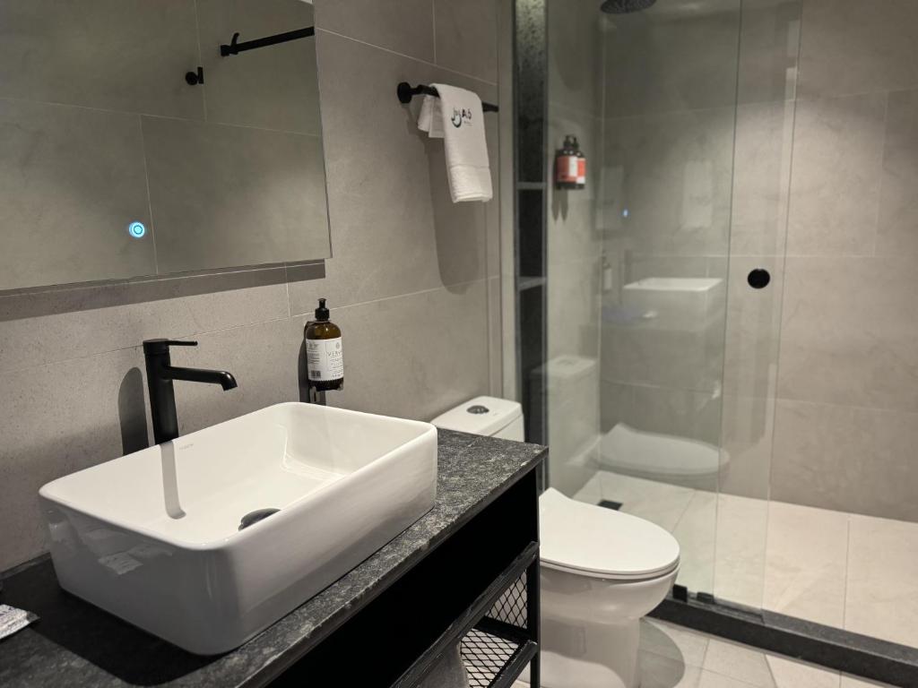 Koupelna v ubytování Hotel Aló Degollado