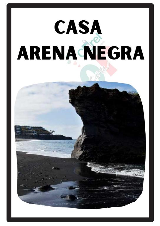 a picture of a beach with the words casa emera negra at Casa Arena Negra Edificio A'costa in Puerto Naos
