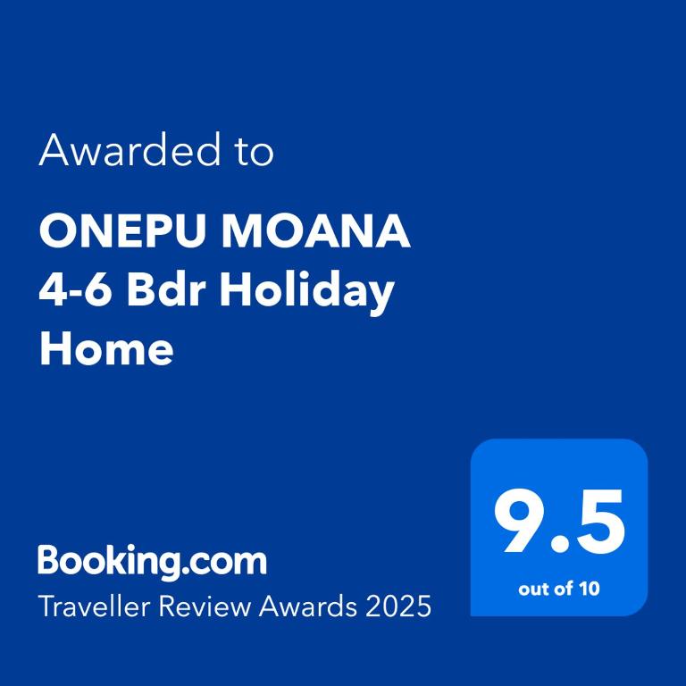 Certifikát, hodnocení, plakát nebo jiný dokument vystavený v ubytování ONEPU MOANA 4-6 Bdr Holiday Home