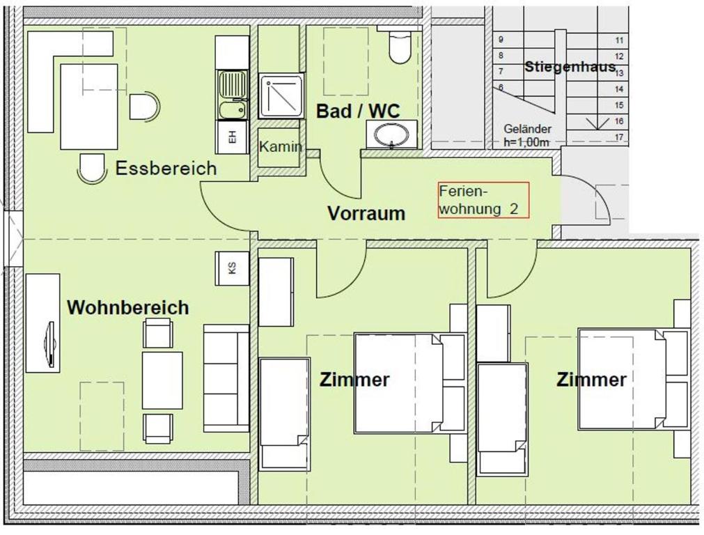 Půdorys ubytování Frühstückspension Doris Eder