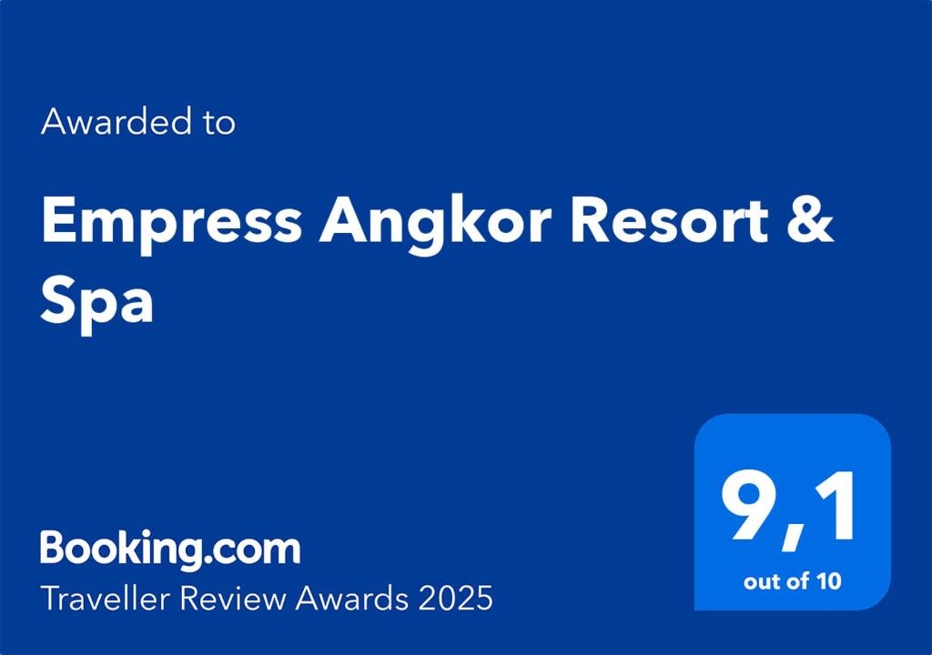 Certifikát, hodnocení, plakát nebo jiný dokument vystavený v ubytování Empress Angkor Resort & Spa