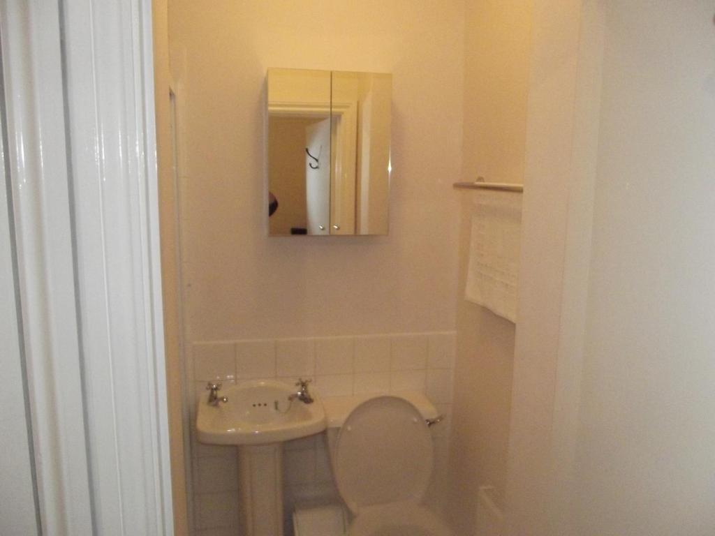 a bathroom with a sink and a toilet and a mirror at No24 Ventnor in Ventnor