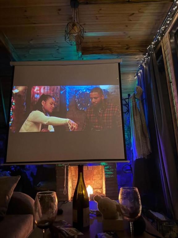 TV a/nebo společenská místnost v ubytování AURA Cottages