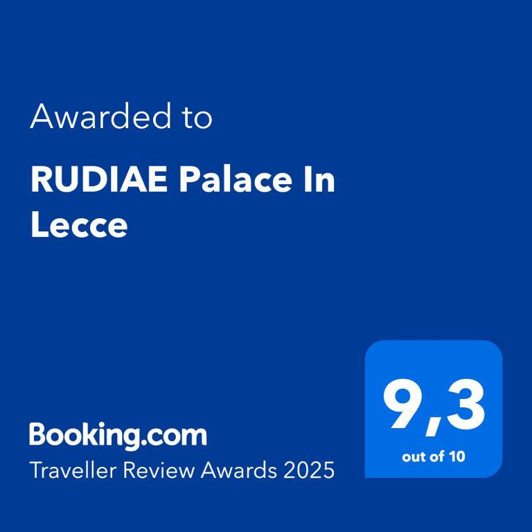 Certifikát, hodnocení, plakát nebo jiný dokument vystavený v ubytování RUDIAE Palace In Lecce