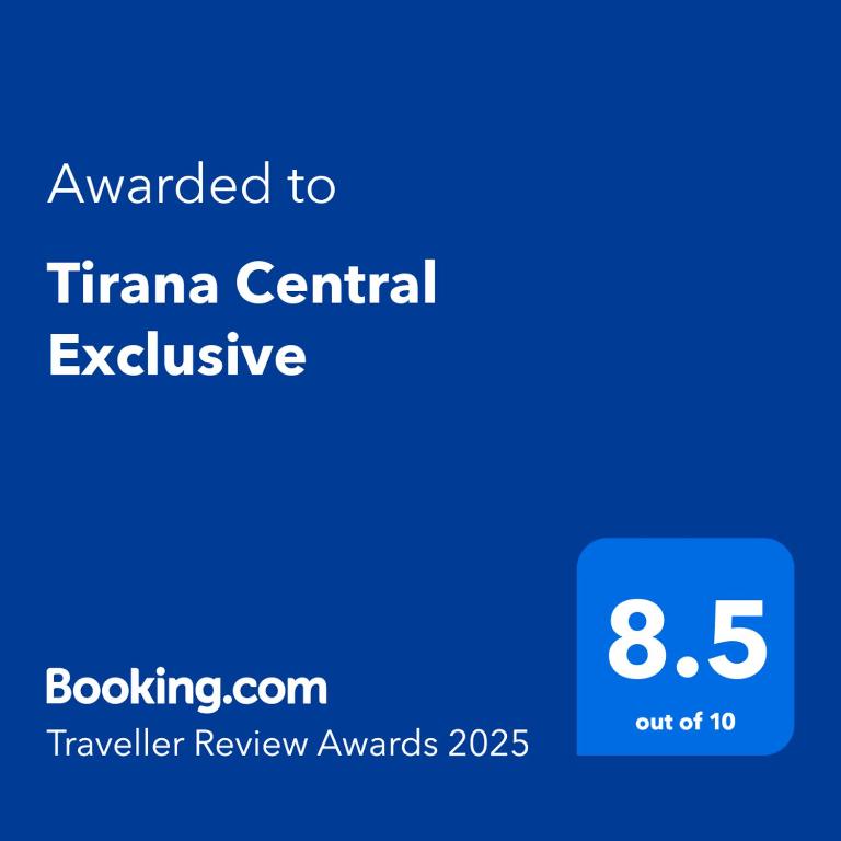 Certifikát, hodnocení, plakát nebo jiný dokument vystavený v ubytování Tirana Central Exclusive