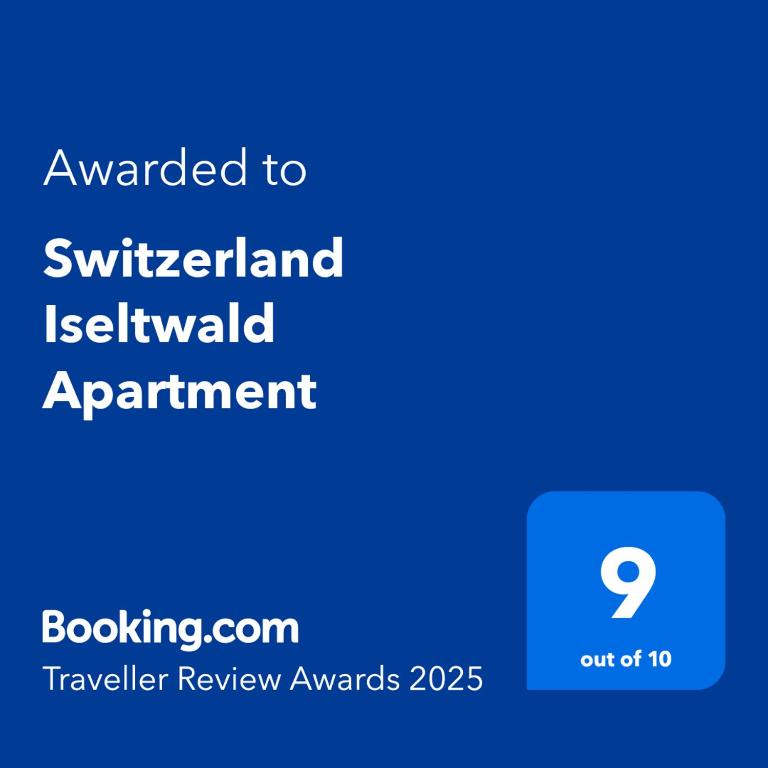 Certifikát, hodnocení, plakát nebo jiný dokument vystavený v ubytování Switzerland Iseltwald Apartment
