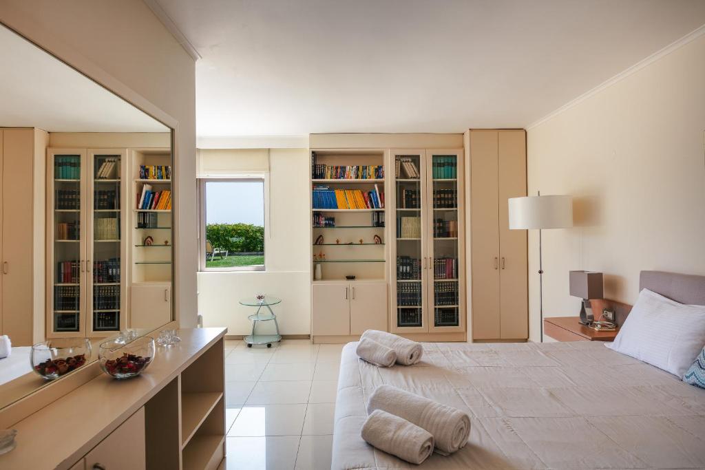 A bed or beds in a room at Villa Anastasia - Private Pool & Panoramic Views
