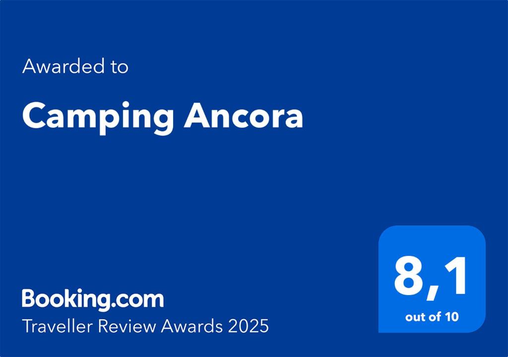 Certifikát, hodnocení, plakát nebo jiný dokument vystavený v ubytování Camping Ancora