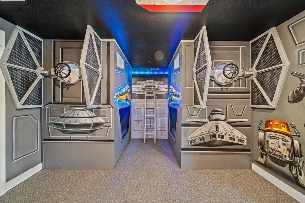 a room with a star wars kitchen with blue lights at Bear's Den At Reunion Resort-TB024 in Kissimmee