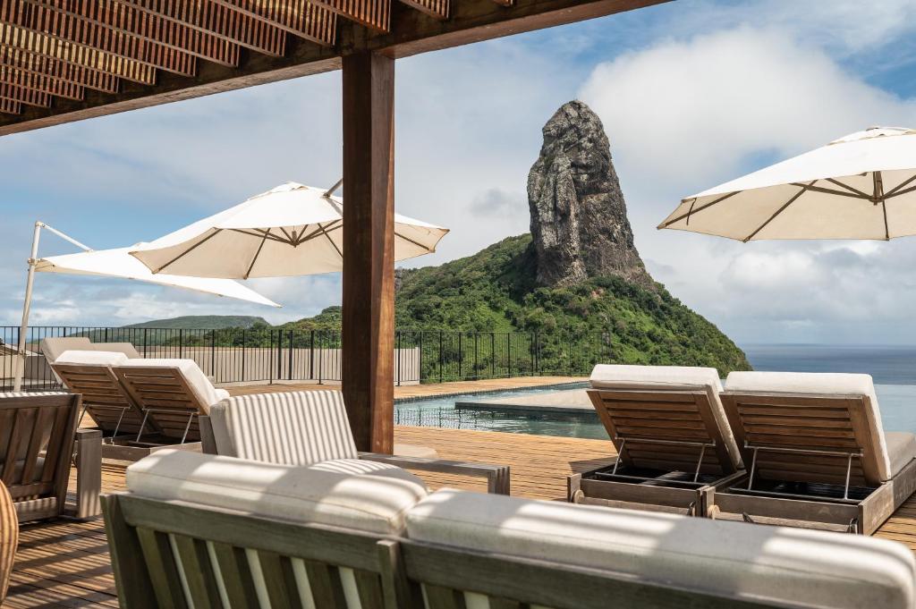 Paisagem e área externa do Hamares Boutique Hotel em Fernando de Noronha