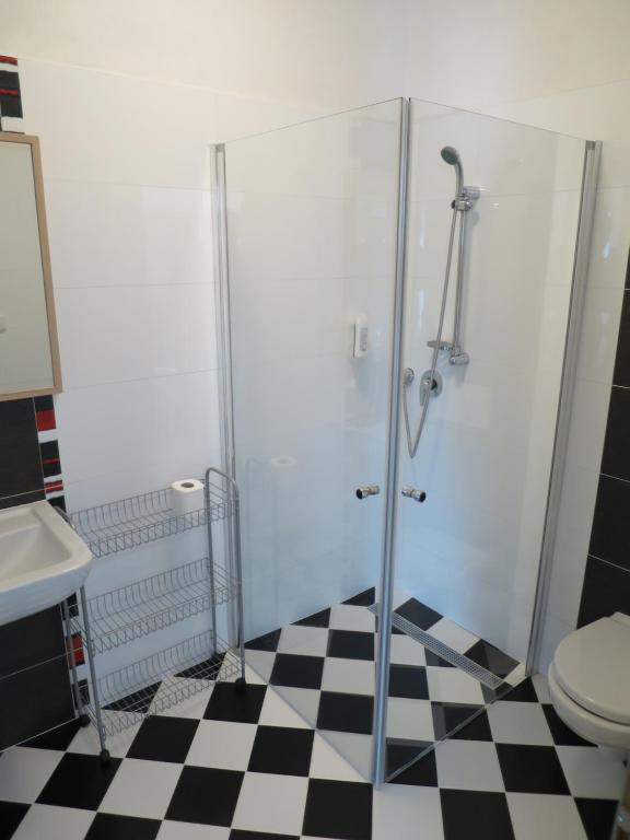 Koupelna v ubytování Apartmány Lhota