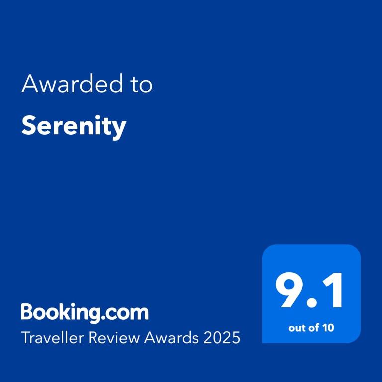 Certifikát, hodnocení, plakát nebo jiný dokument vystavený v ubytování Serenity