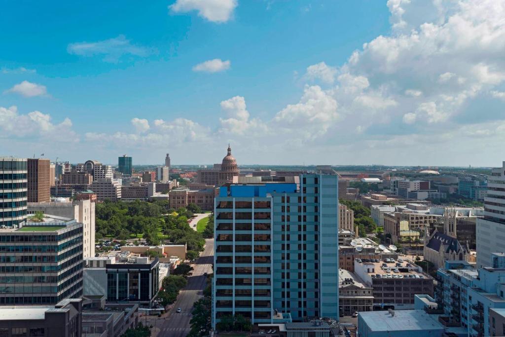 an aerial view of a city with buildings at Aloft Austin Downtown in Austin