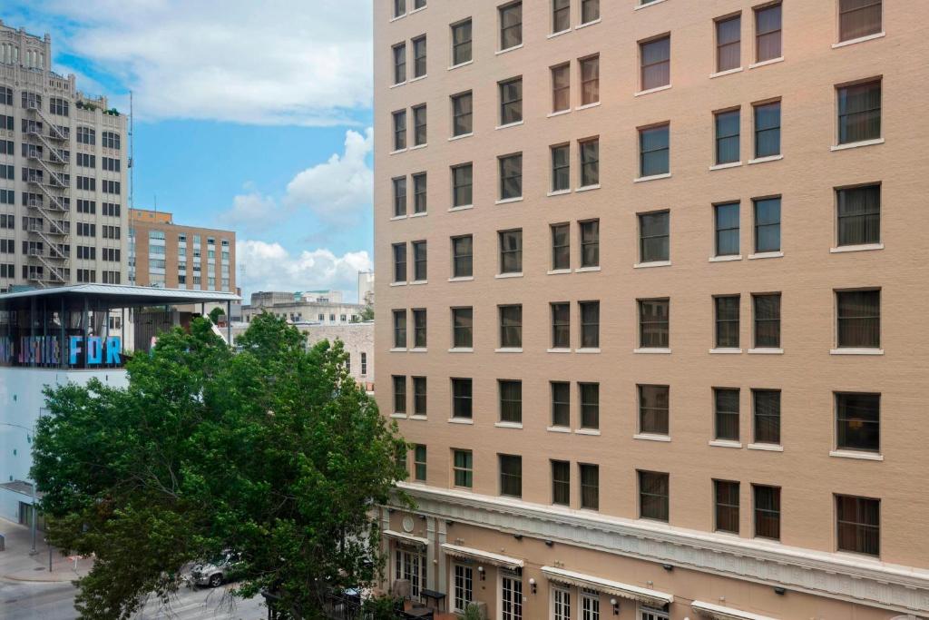 a tall building with a tree in front of it at Aloft Austin Downtown in Austin