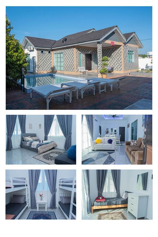 a collage of pictures of a house with a pool at Anjung Teh Legacy in Jitra