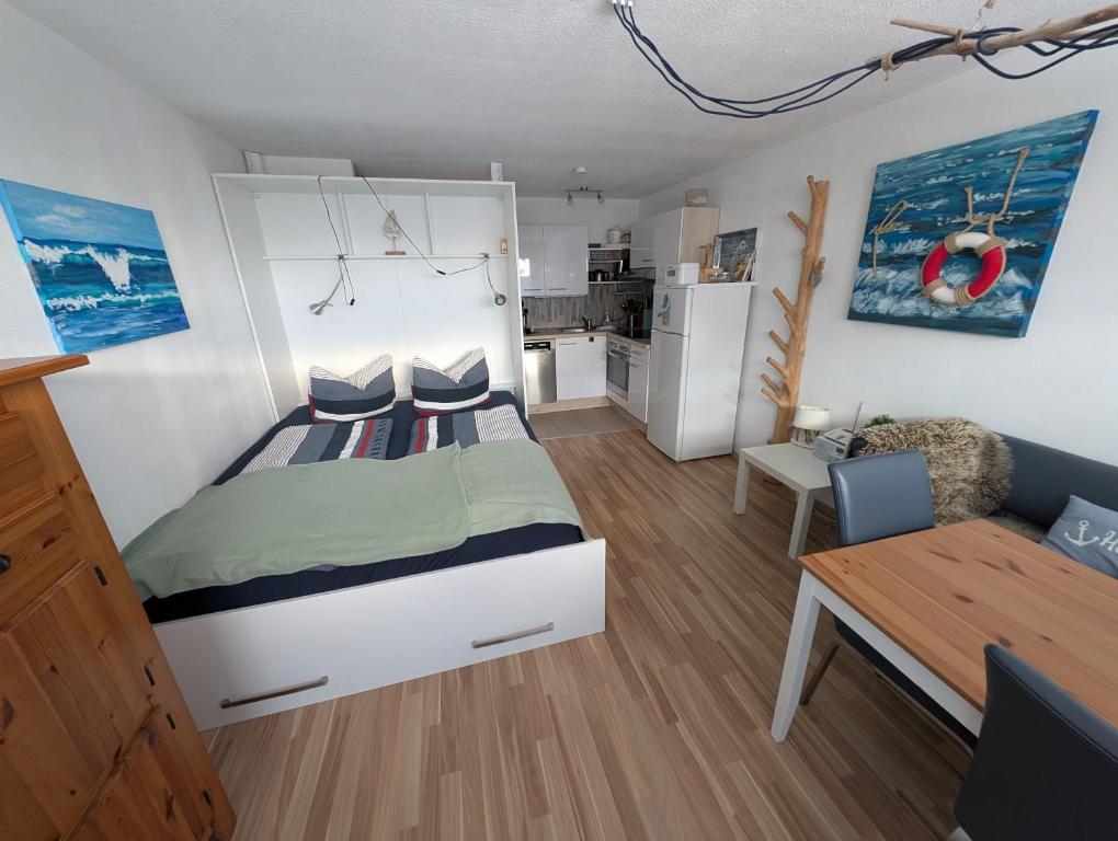 Postel nebo postele na pokoji v ubytování Allgäu Ankerplatz mit Sauna und Pool