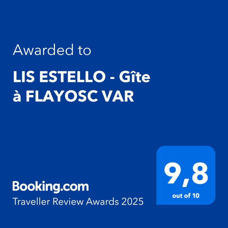 Certifikát, hodnocení, plakát nebo jiný dokument vystavený v ubytování LIS ESTELLO - Gîte à FLAYOSC VAR