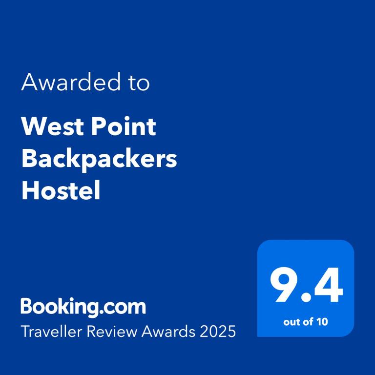 Certifikát, hodnocení, plakát nebo jiný dokument vystavený v ubytování West Point Backpackers Hostel