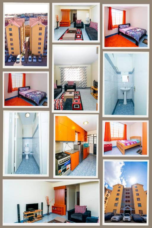 a collage of different pictures of a room at Adriel Stay in Nairobi