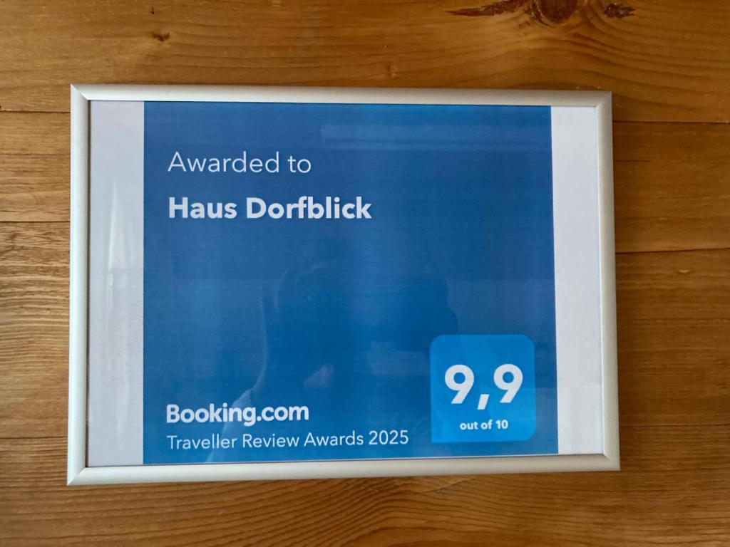 Certifikát, hodnocení, plakát nebo jiný dokument vystavený v ubytování Haus Dorfblick