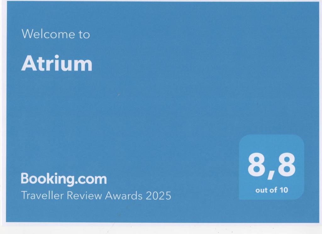 Certifikát, hodnocení, plakát nebo jiný dokument vystavený v ubytování Atrium