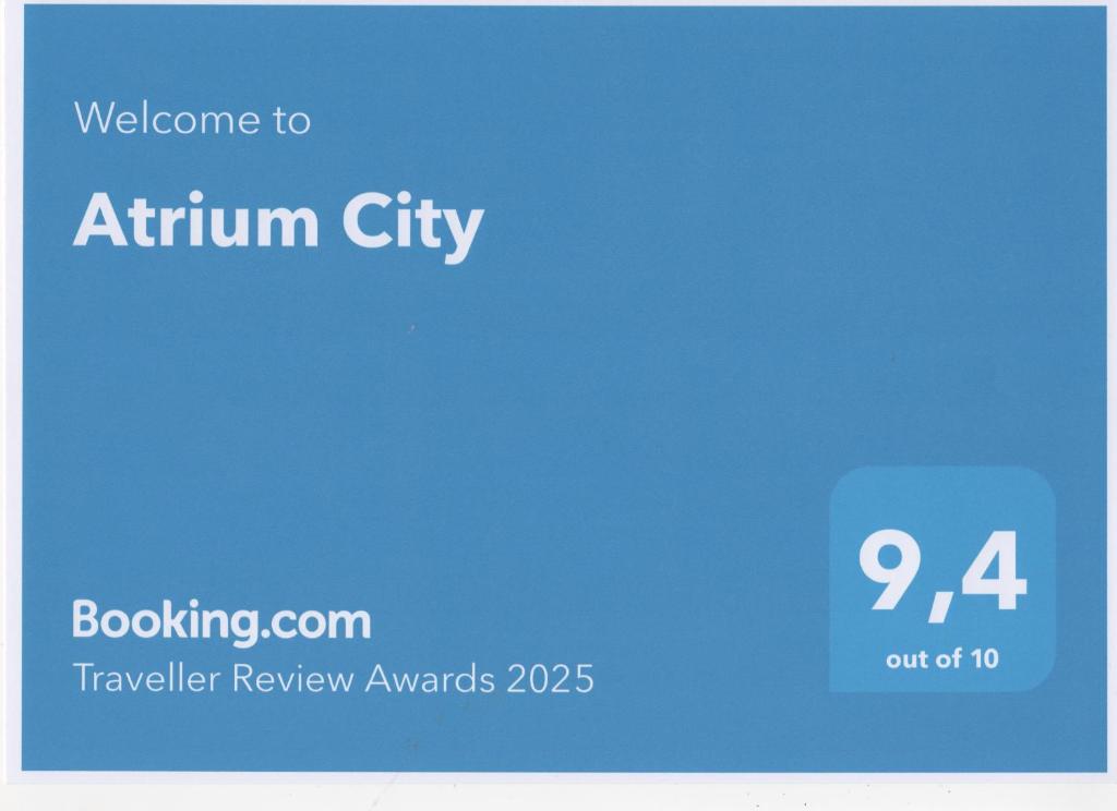 Certifikát, hodnocení, plakát nebo jiný dokument vystavený v ubytování Atrium City